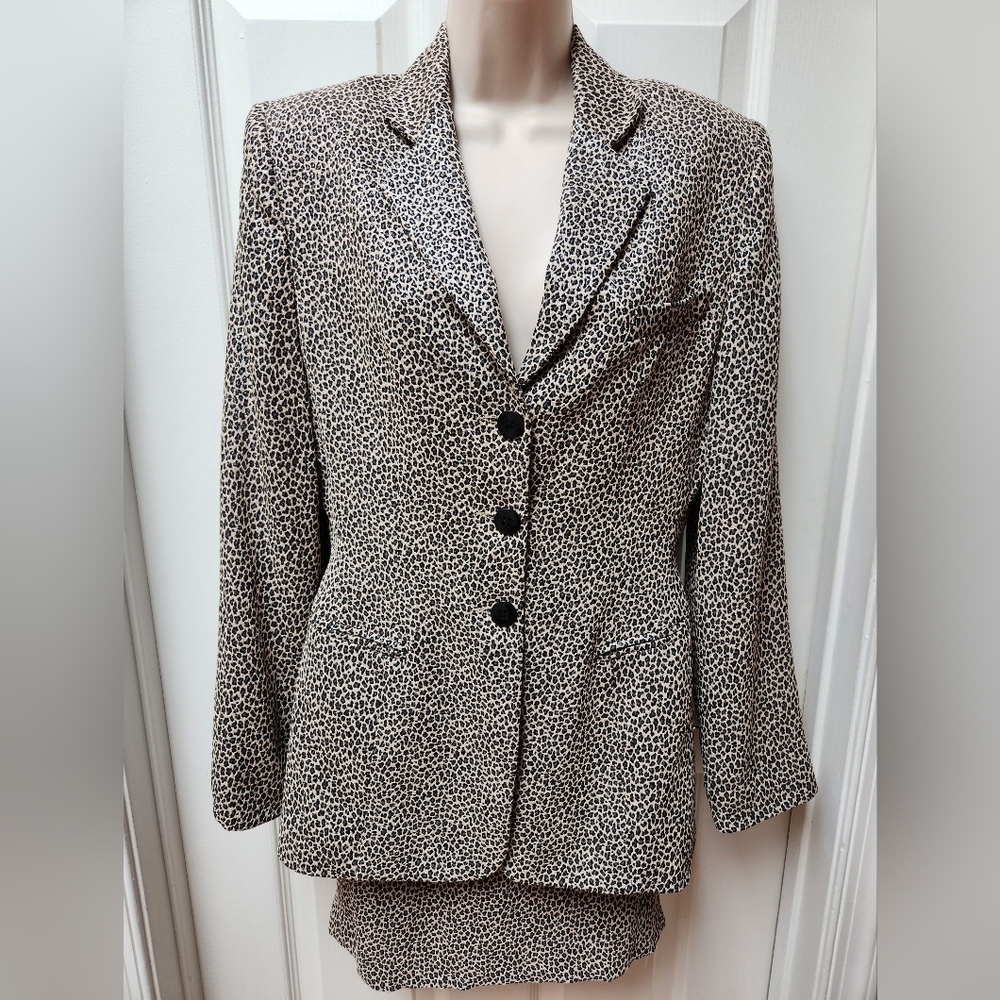 Animal Print Metallic Skirt and Blazer Set Vintage Y2k